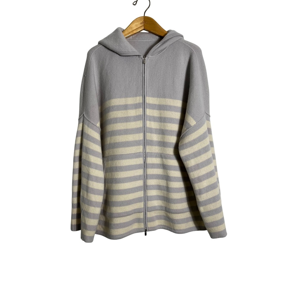 LORO PIANA Baby Cashmere Reversible Full Zip Hoodie Poncho Sweater - Picture 2 of 16
